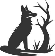 Coyote mammal wild animal black vector silhouette