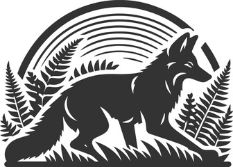 Coyote mammal wild animal black vector silhouette