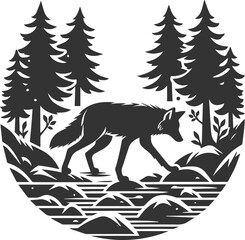 Coyote mammal wild animal black vector silhouette