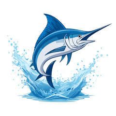 Majestic Blue Marlin Leaping from Ocean Waves
