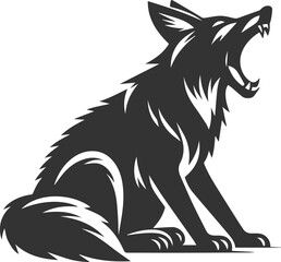 Coyote mammal wild animal black vector silhouette