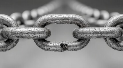 Close-Up Image of a Metal Chain Link with Visible Damage and Texture