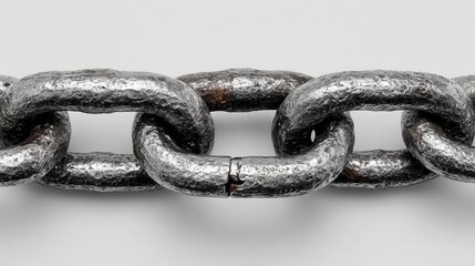 Fototapeta premium Close-Up of Metallic Chain Link Isolated on Gray Background