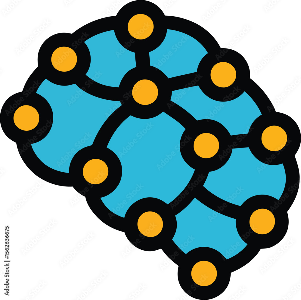 Poster networked brain represents ai connectivity, symbolizing advanced neural connections and smart techno