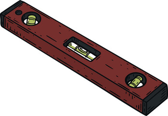 Wooden spirit level tool for accurate horizontal and vertical measurements in construction and carpentry work