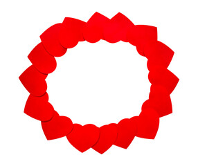 red heart frame made of paper cutouts with isolated background