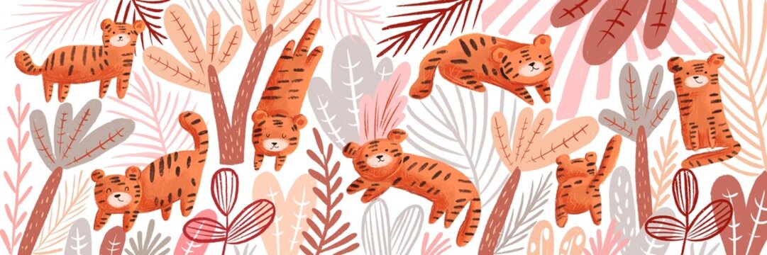 Cute pattern with tigers 