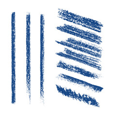 Blue crayonstyle strokes of varying lengths  orientations are depicted against a white backdrop