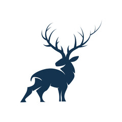 deer logo design deer hunter concept with black silhouette illustration of simple minimalist animal product brand template