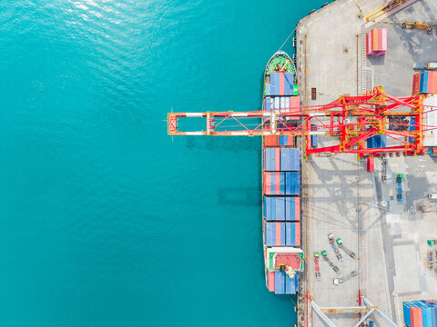 Turquoise Waters Meet Industrial Port Aerial Perspective