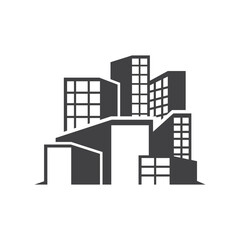 Fototapeta premium High rise building logo design with real estate apartment construction concept simple template illustration