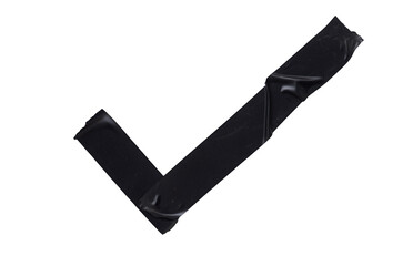 Check Mark Made of Jagged Black Electrical Tape Pieces on Transparent Background PNG