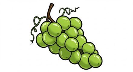 Vibrant green grapes cluster joyfully illuminated by soft light. AI Generated