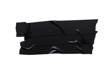 Pieces of black electrical tape with jagged edges stuck on top of each other, with transparent...