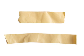 Pieces of brown corrugated tape with torn edges stuck to a wall, with transparent background png