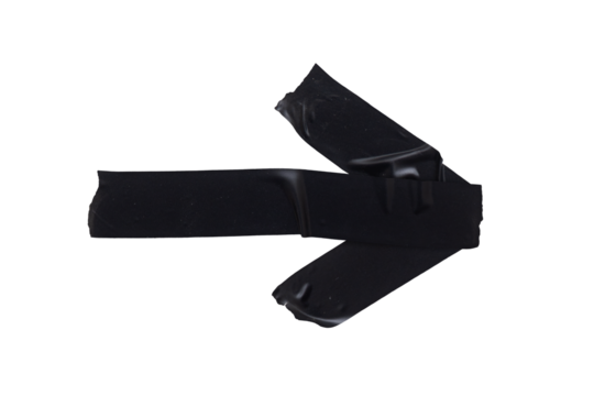 Arrow Made of Jagged Black Electrical Tape Pieces on Transparent Background PNG