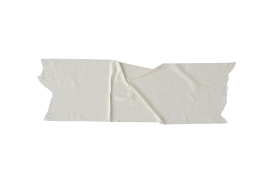 Piece of corrugated adhesive tape with torn edges stuck to a wall, with transparent background png