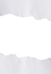 2 Pieces of white paper with a torn edge on a transparent PNG background
