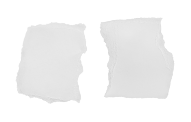 2 pieces of white paper with torn edges on a transparent background PNG