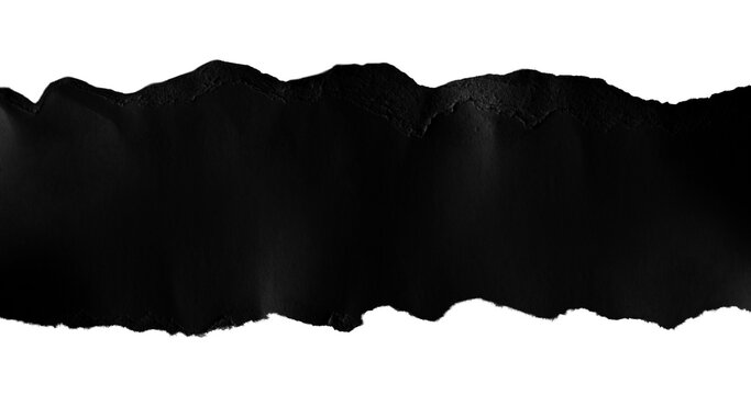 piece of black paper with a torn edge on a transparent background PNG