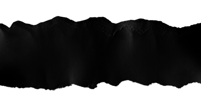 piece of black paper with a torn edge on a transparent background PNG