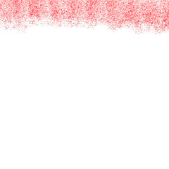 Abstract red glitter sparkle border on white background