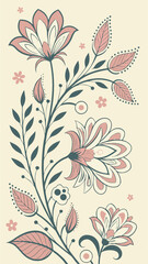 Botanical Plant Vector with Subtle Flower Details
