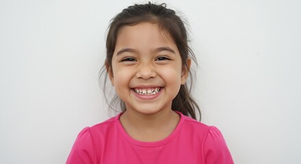 Smiling Girl Brightly Lit Portrait Studio Shot. AI Generated