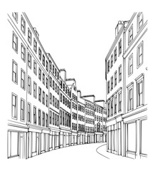 Line Art of George Street, Edinburgh