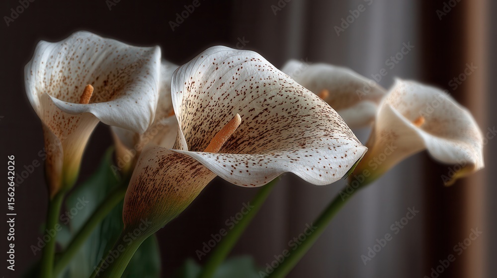 Poster Elegant Calla Lilies with Soft Focus Background in a Warm Setting