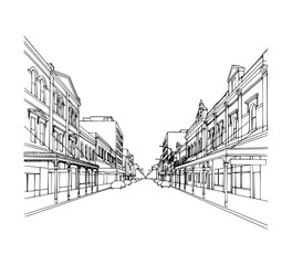 Line Art of King William Street, Adelaide