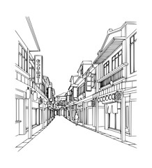 Line Art of Kokusai Dori, Okinawa