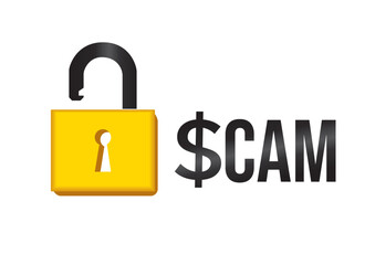 Open padlock in yellow symbolizing security alongside a 