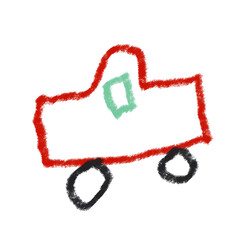  toy car drawing, kids doodle, simple vehicle sketch, red outline, children’s art, crayon car, preschool drawing, imaginative play, basic transportation shape,