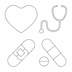 Medical icon set line art vector on a white background