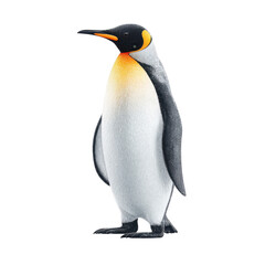 Obraz premium A solitary emperor penguin stands majestically on a smooth. icy surface. showcasing its striking black and white plumage. while soft snowflakes fall gently in the serene. chilly Antarctic background