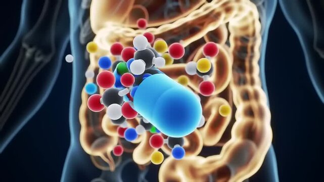 Capsule dissolving in gut.