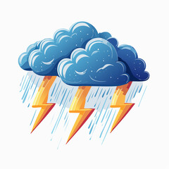Dramatic Thunderstorm Cloud with Lightning Bolts and Heavy Rain