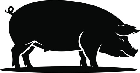 Title: Vector black silhouette of a animals on a white background.