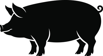 Title: Vector black silhouette of a animals on a white background.