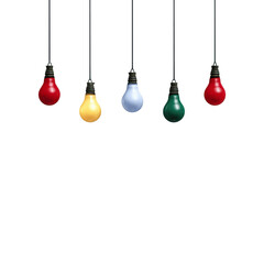 Five Colorful Hanging Light Bulbs - Ideas, Innovation, and Inspiration