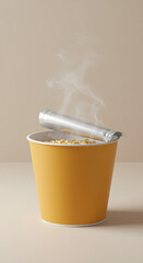 Instant noodle bowl with subtle steam effect