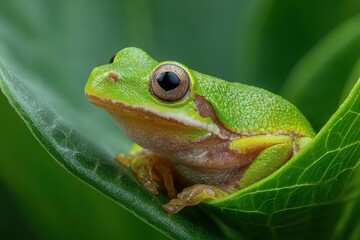 Naklejka premium Green Tree Frog Macro Closeup