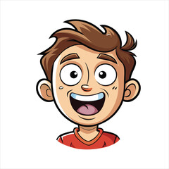 Obraz premium Cartoon boy with a cheerful smile isolated on white background