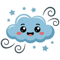 Animated cloud blowing wind weather symbol vector