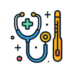 Medical tools icons - thermometer, stethoscope