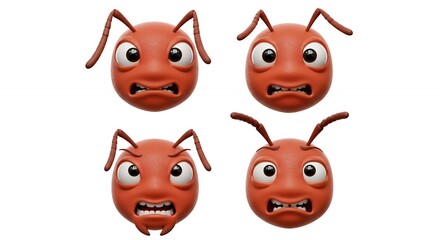 Naklejka premium Ants with various emotions