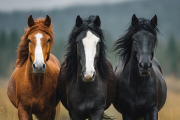 Fototapeta premium Majestic Horse Trio Wild Beauty