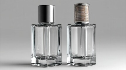 Elegant Glass Perfume Bottles with Silver and Bronze Caps