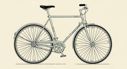 Stylized Illustration of a Classic Bicycle with Fenders and Black Seat.